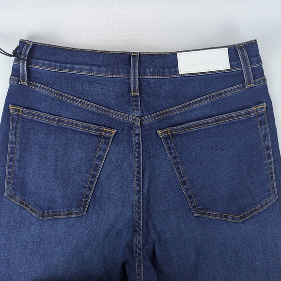 RE/DONE Jeans 90s High Rise Loose Straight Leg Button Fly Deep Faded Blue 27 NWT - Picture 10 of 15